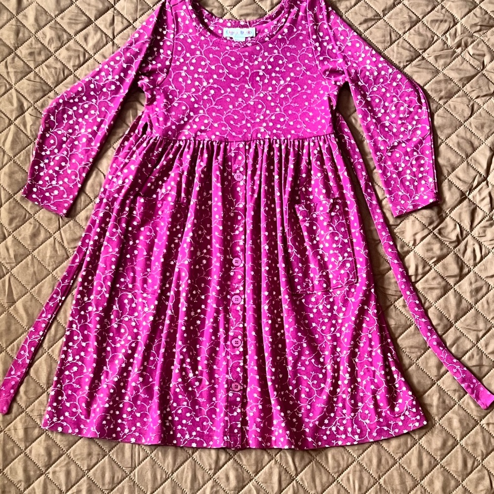 Charming Fuchsia Long Sleeve Kids Dress